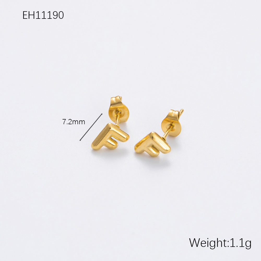 Women's Alphabet Letter Stainless Steel Gold-plated High-grade Affordable Luxury Earrings