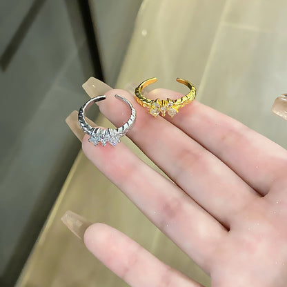 Simple Retro Butterfly Wheat Brushed Palace Rings