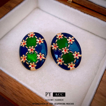 Women's Enamel Oil Painting Style Light Luxury Earrings