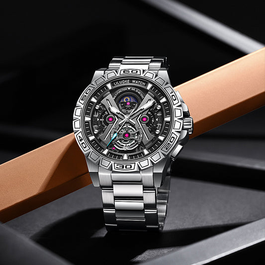 Men's Watch Three-dimensional Hollow Waterproof Luminous Multifunction Quartz Watches