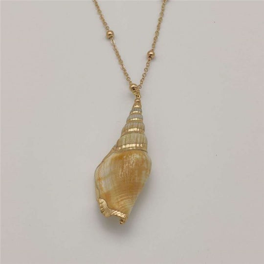 Women's & Men's Style Natural Shell Gold-plated Edge Alloy Necklaces