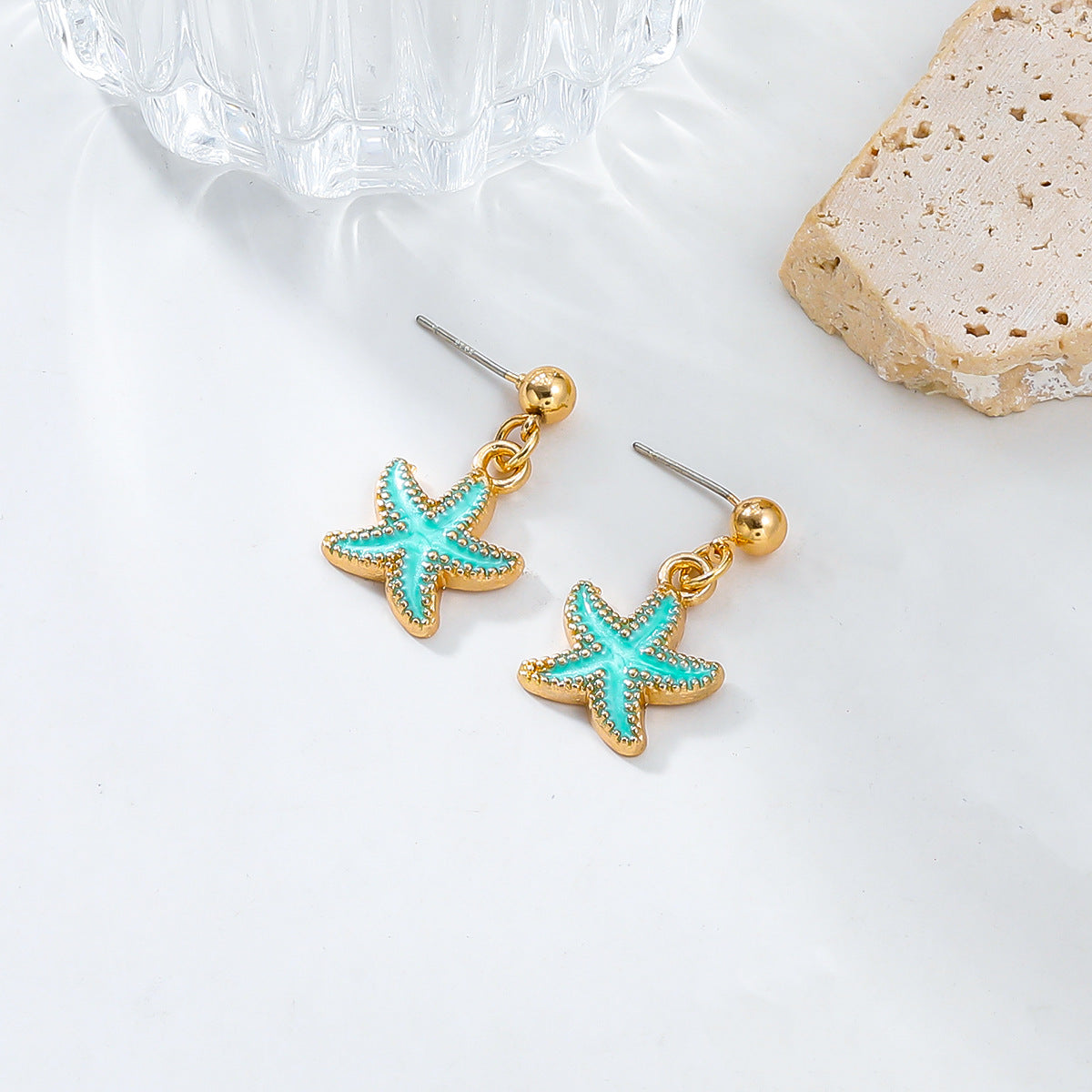 Beach Ocean Style Alloy Dripping Starfish Female Trendy Light Earrings