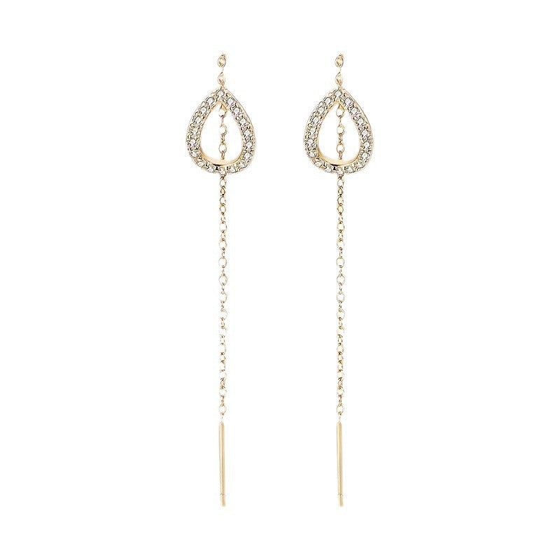 Fashion Temperamental Personalized Water Drops Tassel Long Earrings