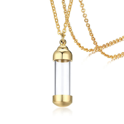 Women's & Men's Glass Open Perfume Bottle Transparent Cinerary Necklaces