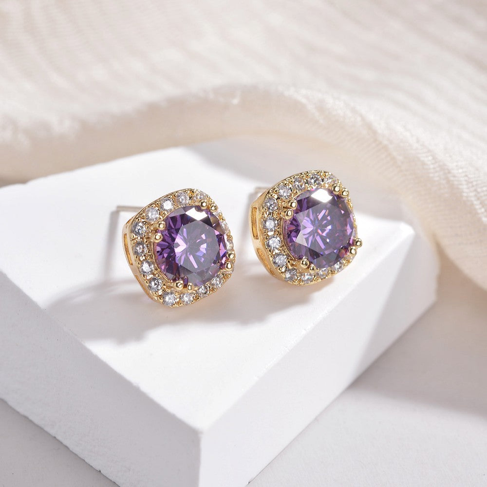 Zircon Ear Large Square Round Zirconium Earrings