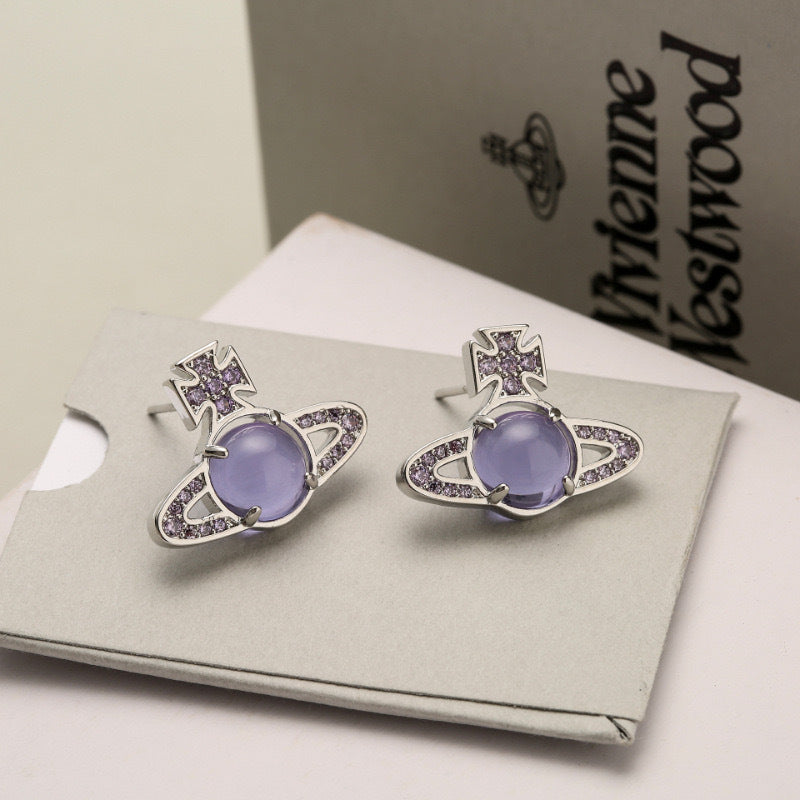 Women's Saturn Rotatable Micro Glass Bead Niche Earrings