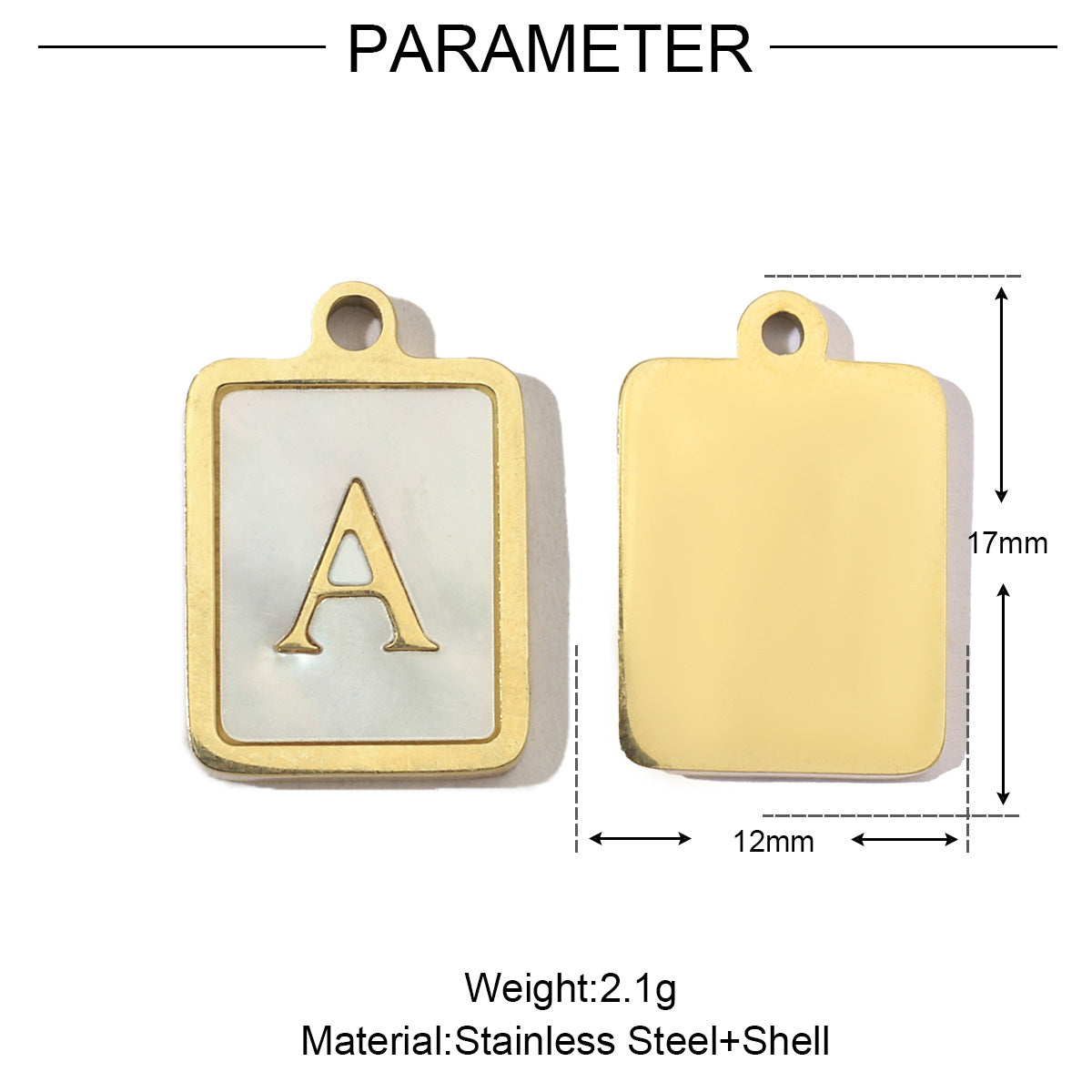 Real Gold Letters Stainless Steel Shell Pendants