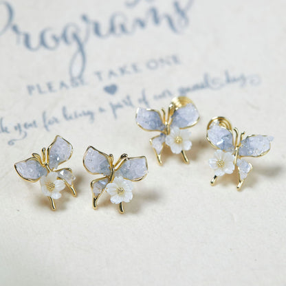 Butterfly Design Gradient Blue Female Temperament Earrings