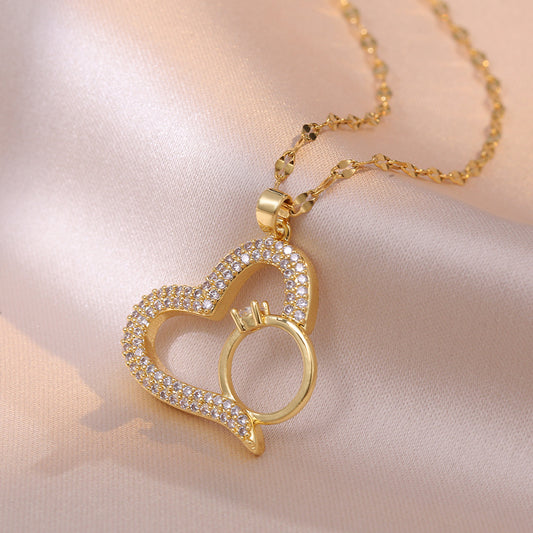 Women's Diamond Heart-shaped Zircon Clavicle Chain Simple Necklaces