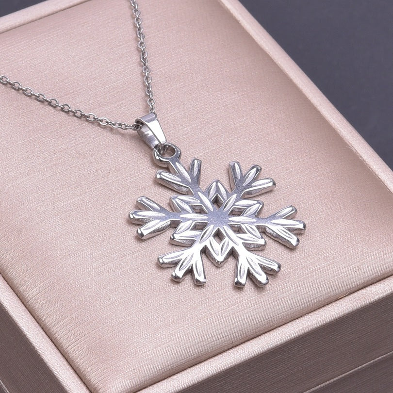 Stainless Steel Snowflake Ornament Accessories Light Necklaces