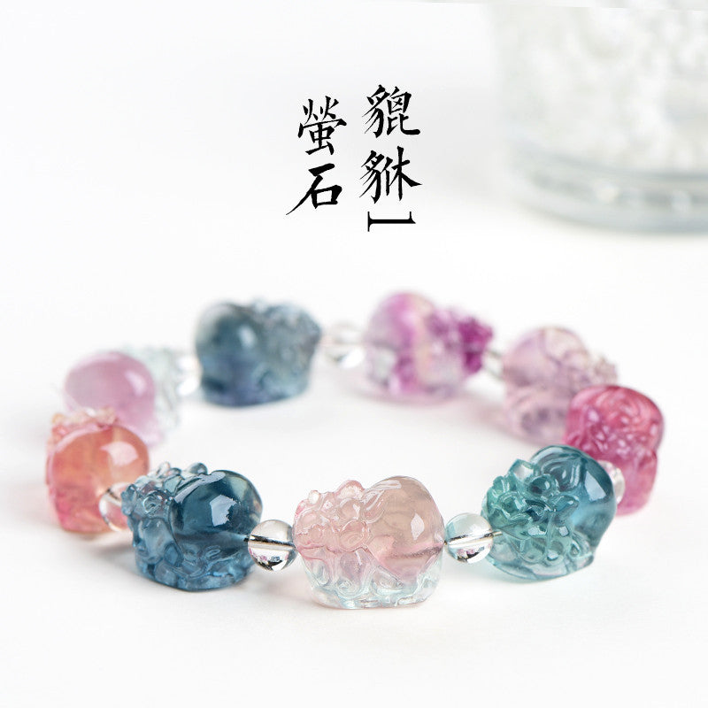 Carved Fluorite Small Fish Rabbit Dual Bracelets