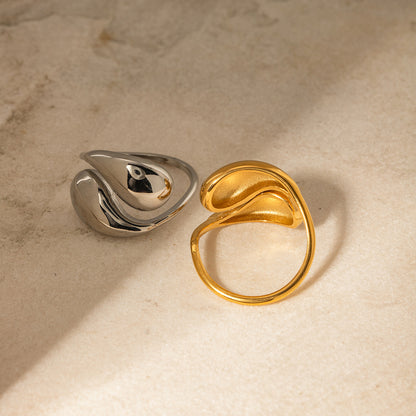Elegant Cold Gold Stainless Steel Drop-shaped Rings