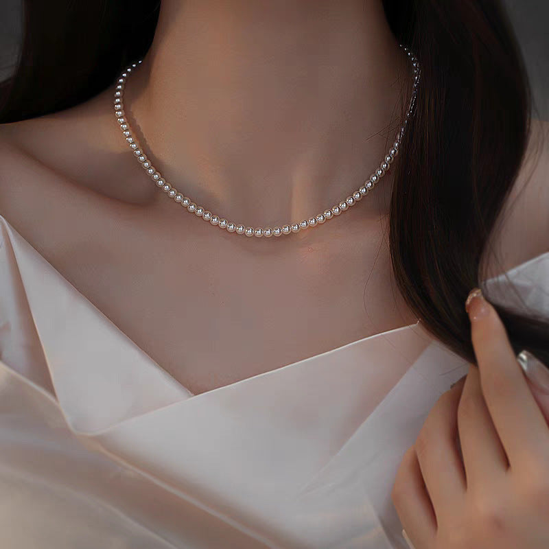 Women's Small Pearl Twin Clavicle Niche French Necklaces