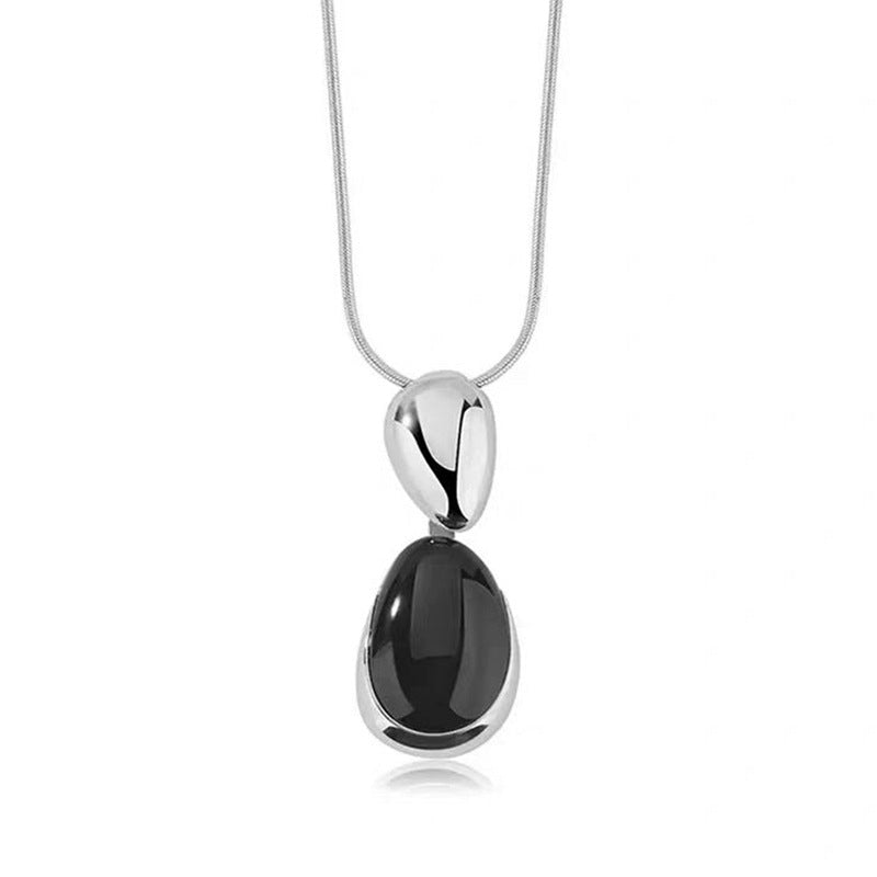 Black Onyx Female Pull Water Drop Necklaces