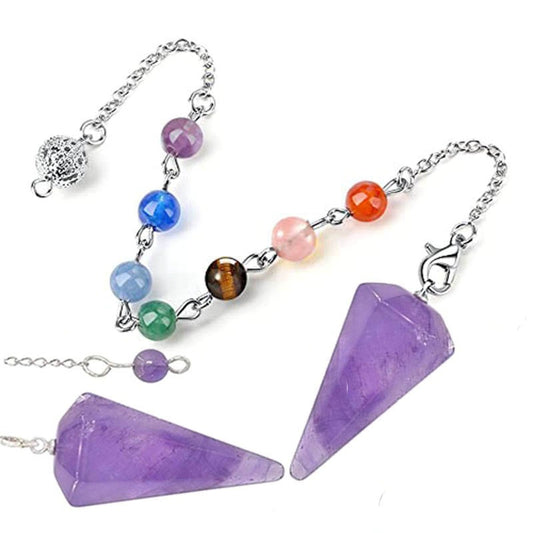 Natural Stone Hexagon Prism Conical Spirit Necklaces