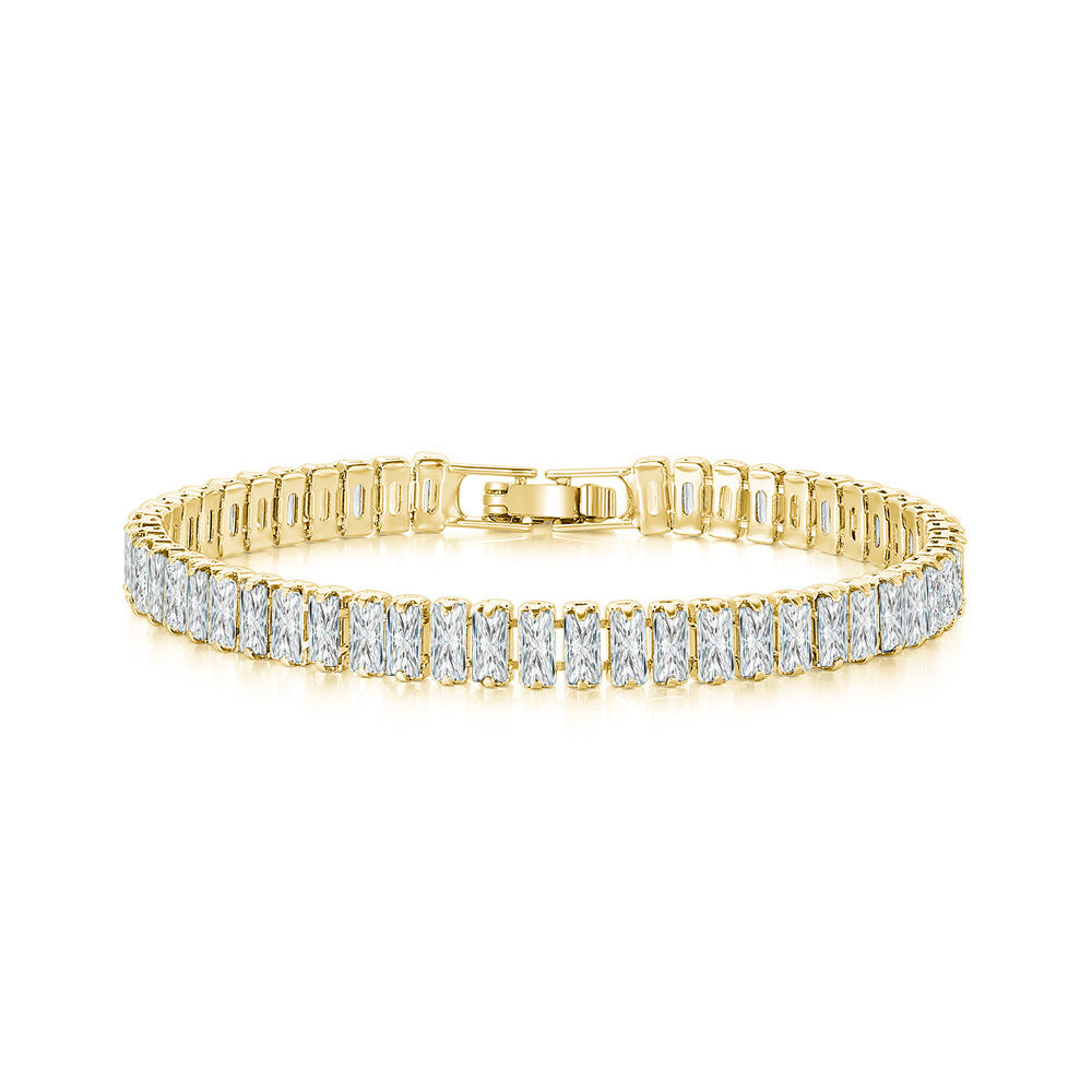 Colorful Zircon Rectangular Full Diamond Tennis Bracelets