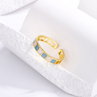 Women's Light Luxury Haze Blue Hollow Design Rings