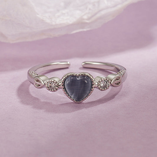 Women's Heart-shaped Open Design Daily Cold Style Rings
