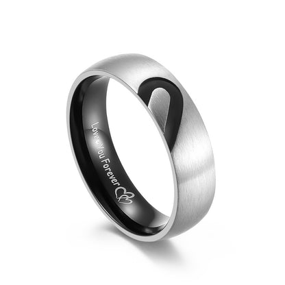 Durable Couple Ornament Titanium Steel Heart-shaped Rings