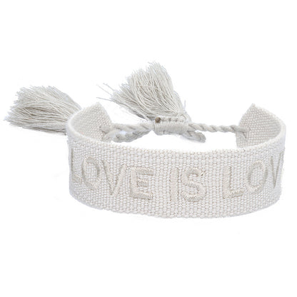 Women's & Men's Couple Letter Embroidery Wrist Strap Tassel Bracelets