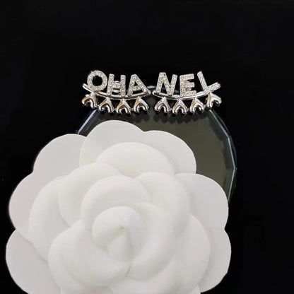 Women's & Men's Quality Collection Trending Rhinestone Letters Sier Earrings