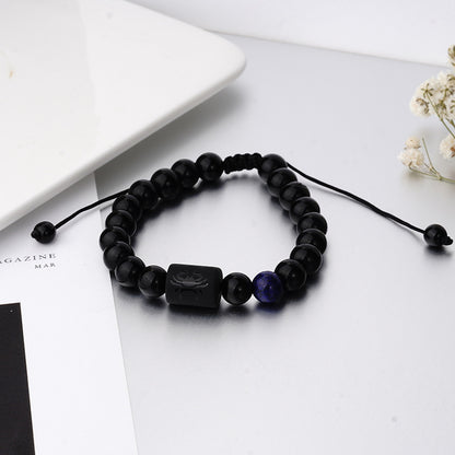 Men's Natural Stone Frosted Glass Twee Constellation Bracelets