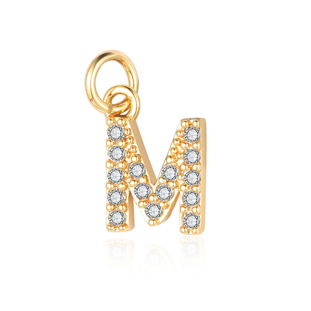 English Letters Copper Zircon Ornaments Accessories Yellow Gold Pendants