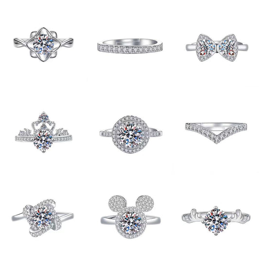 Elegant Imitation Moissanite Open Adjustable Live Broadcast Rings