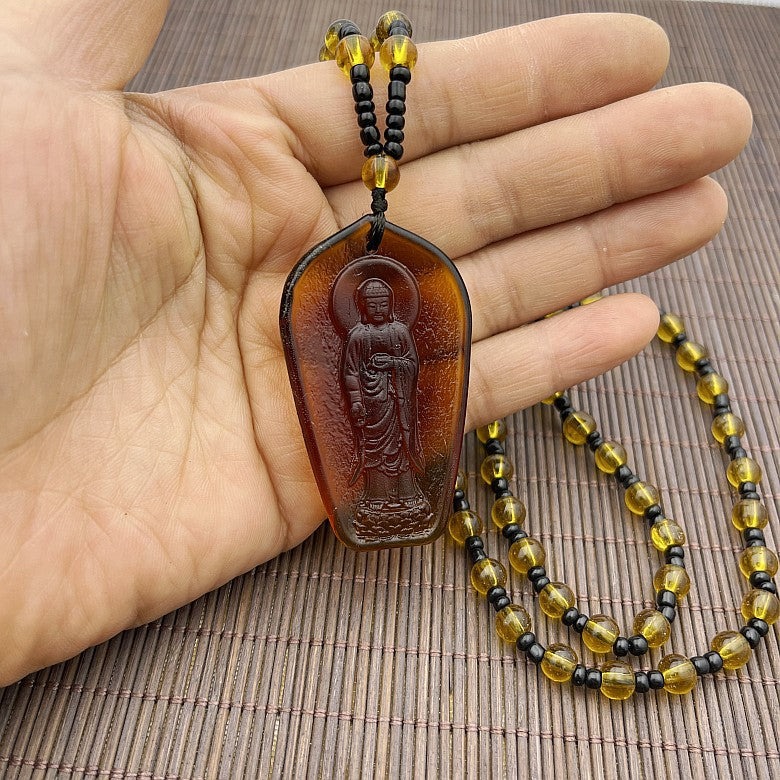 Women's & Men's Ornaments Glaze Yellow God Of Wealth Pendants