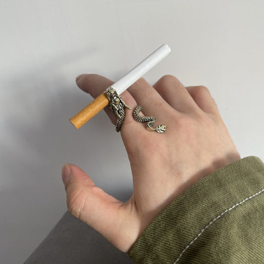 Men's Index Finger Hipster Smoking Cigarette Holder Hand Rings