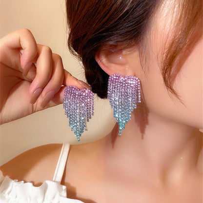 Women's Valentine's Day Gradient Color Heart-shaped Full Earrings