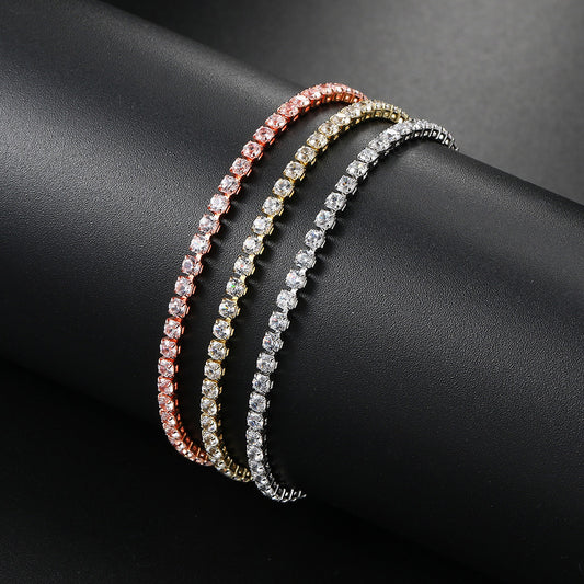 Women's Tennis Single Row Full Of Rhinestone Crystal Bracelets