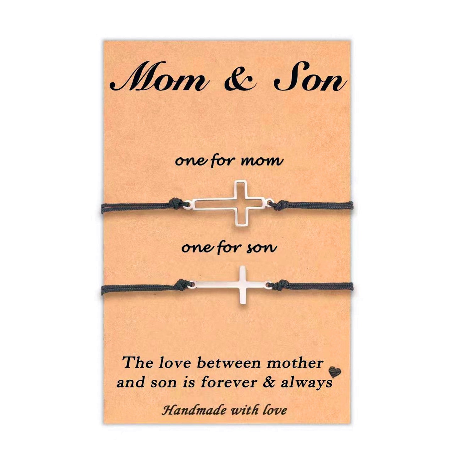 Steel Hollow Cross Mother Daughter Father Son Couple Hand Bracelets