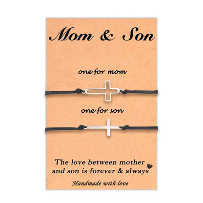 Steel Hollow Cross Mother Daughter Father Son Couple Hand Bracelets