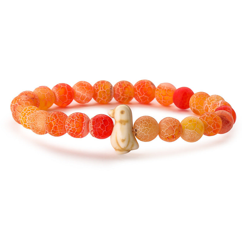 Animal Tiger Eye Elastic Weathered Granite Agate Bracelets