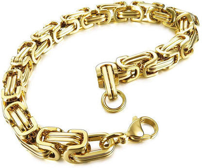 Men's Fashion Domineering Stainless Steel Handmade Square Buckle Emperor Necklaces