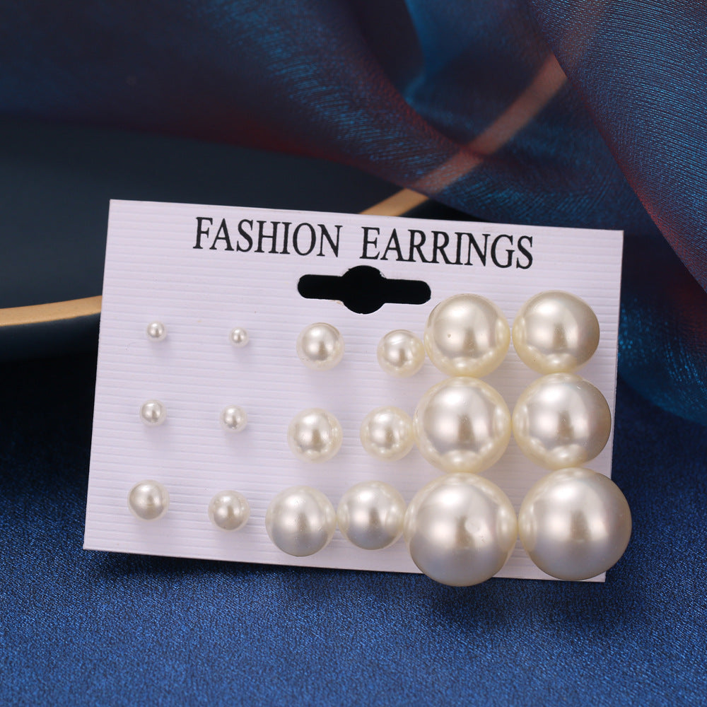 Women's Korean Jewelry Pairs Pearl Suit Fashion Earrings