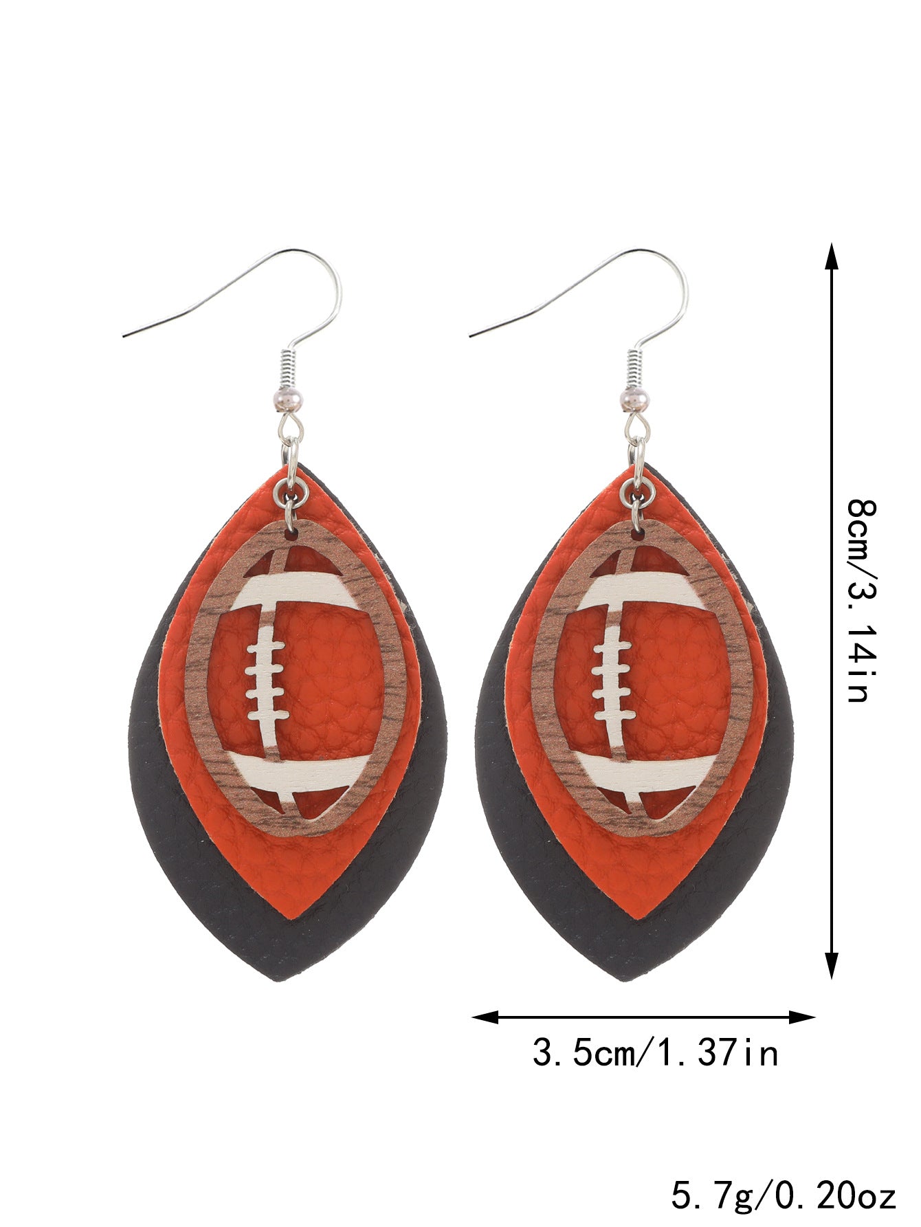 Sports Style Rugby Brown Leopard Print Earrings