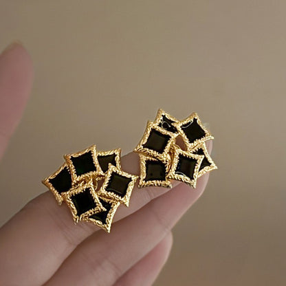 Needle Black Crystal Geometric Ear Minority Fashion Temperament Entry Earrings