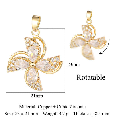 Fingertip Gyro Windmill Copper Zircon Bear Pendants