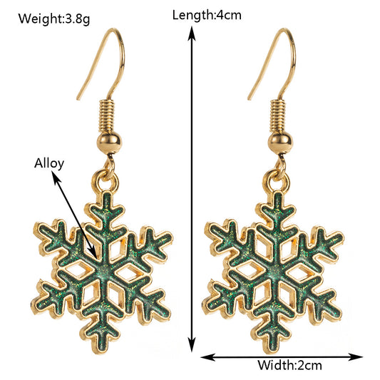 Christmas Alloy Dripping Snowflake Hollow Niche Earrings