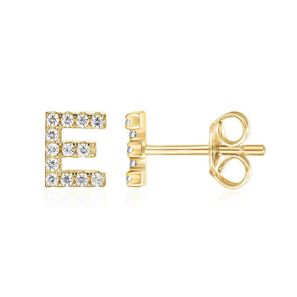 Sier English Alphabet Letter Micro Inlaid Earrings