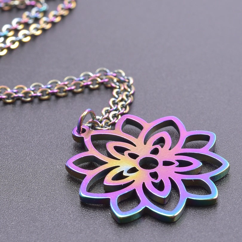 Lotus Ornament Accessories Colorful Steel Stainless Pendants