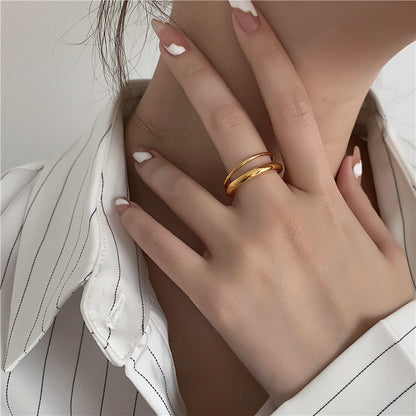 Simple Cold Style Titanium Steel Female Rings