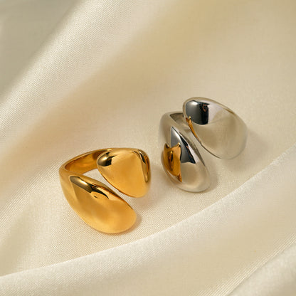 Gold Stainless Steel Glossy Asymmetric Open Rings
