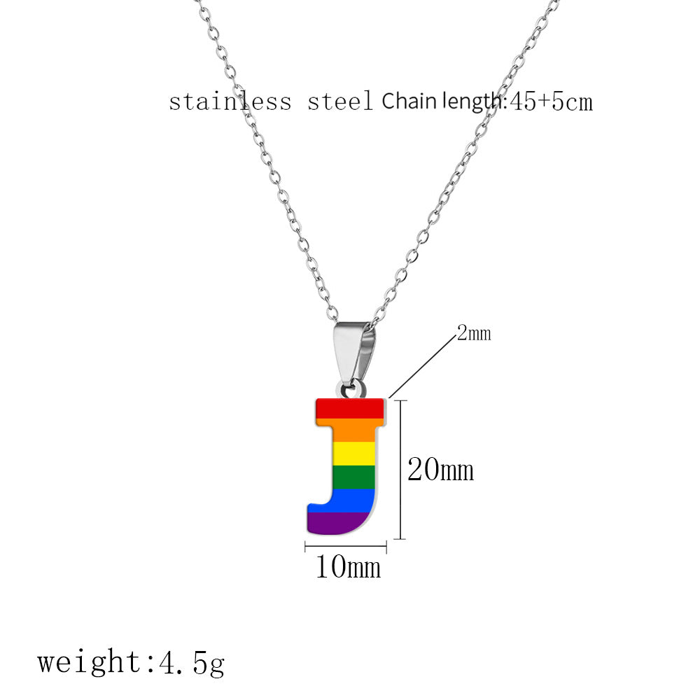 Women's Color Rainbow Letter Printing Titanium Steel Stainless Pendants