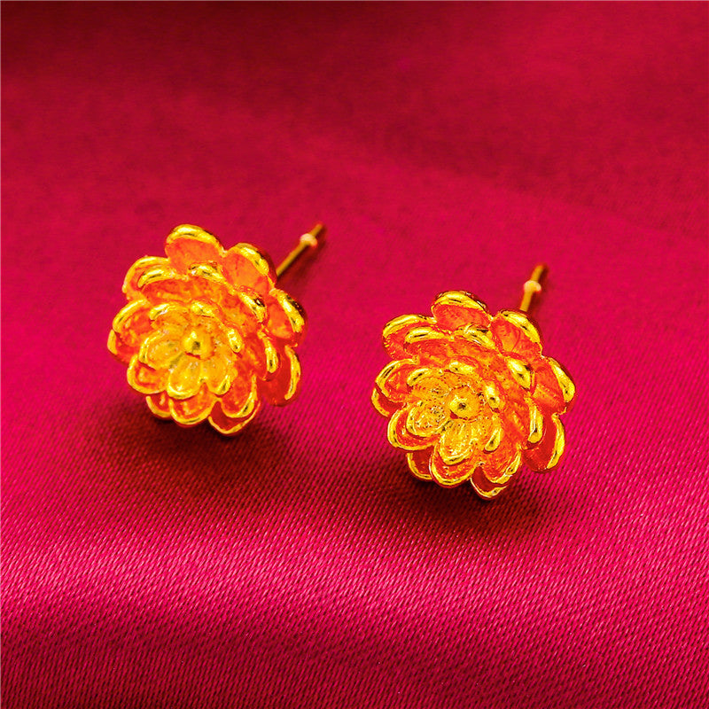 Gold-plated Fancy Vietnam Placer Gold Glazed Surface Earrings