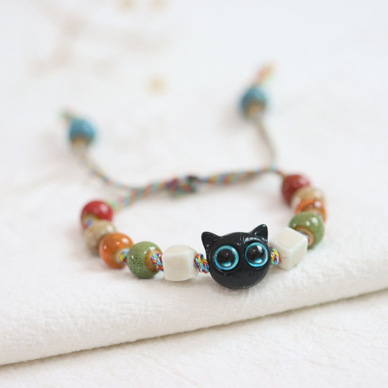 Ethnic Style Ceramic Owl Woven Colored Bracelets