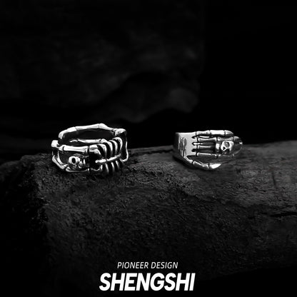 Women's Skull Punk Dark Palm Opening Light Rings