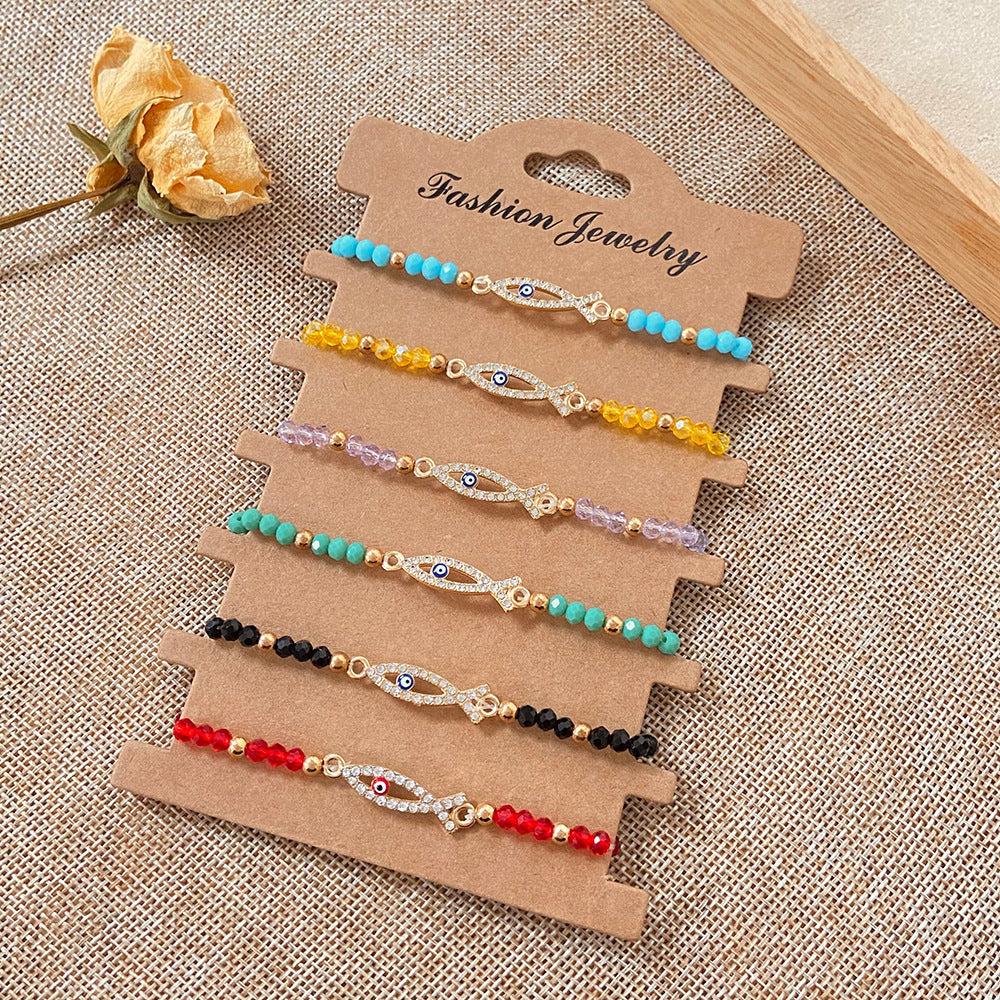 Gradient Color Beads Stringed Stretch Suit Bracelets